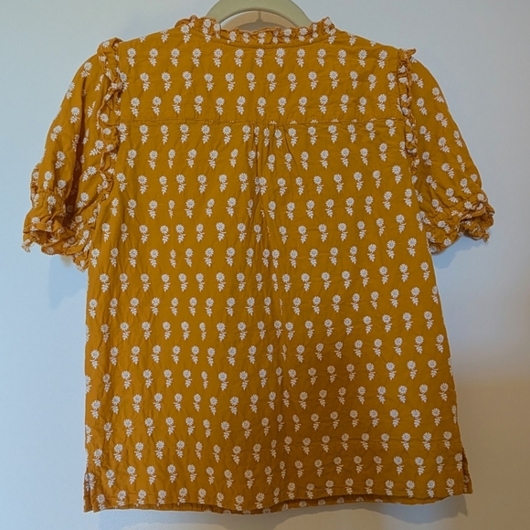 J.Crew Yellow Ruffle-sleeve cotton voile top in floating sunflowers Size XS - Picture 5 of 6